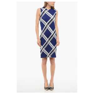 Burberry Silk Sleeveless Dress with Checkered Motif