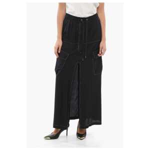 PINKO Solid Color GULP Cargo Skirt with Frontal Split and Visible