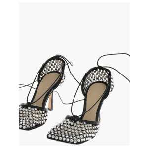 Bottega Veneta Rhinestoned WEB SPARKLE Mesh Pumps 10cm
