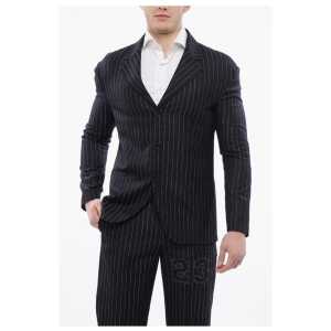 Off-White Pinstriped 23 Blazer with Flap Pockets