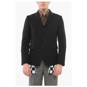 Comme Des Garçons BLACK Double-layered Blazer with Checkered Detail