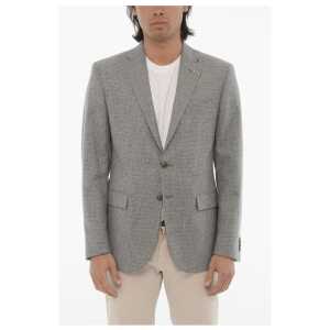 Corneliani CC COLLECTION Silk and Virgin Wool 2-Button Blazer with Flap