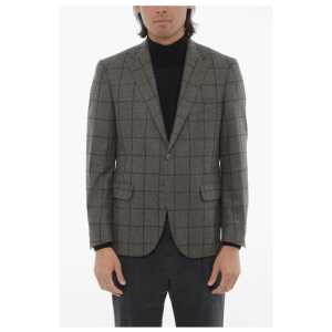 Corneliani CC COLLECTION Windowpane Check Wool Blend Blazer