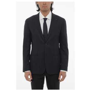 Corneliani CC COLLECTION Virgin Wool Half-Lined 2-Buttons Blazer with P