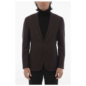 Corneliani CC COLLECTION Virgin Wool Blazer with Diamond Check Motif