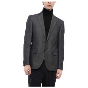 Corneliani CC COLLECTION Flax Blend Half-lined Blazer