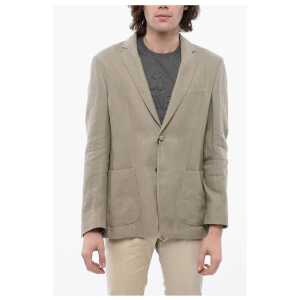 Corneliani ID Unlined Linen Blend Blazer with Patch Pockets