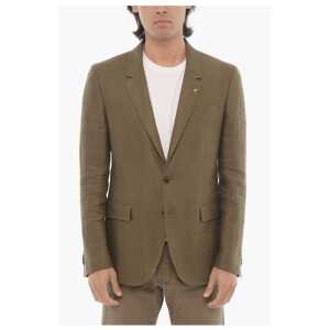 Corneliani CC COLLECTION Linen Half-lined Blazer with Hopsack Motif