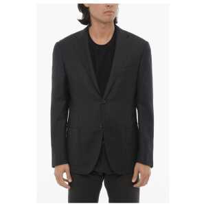 Corneliani Virgin Wool Hald Lined Blazer with Notch Lapel