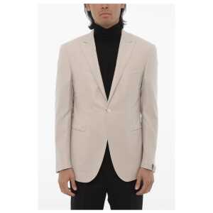 Corneliani Virgin Wool and Silk 1-Button Blazer With Peak Lapel