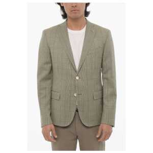 Corneliani CC COLLECTION District Check Virgin Wool 2-Button Blazer Wit