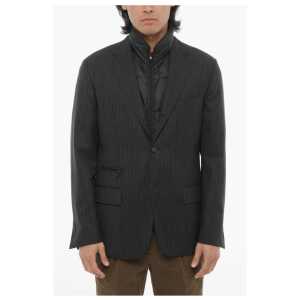 Corneliani CC COLLECTION Striped Virgin Wool Blazer with Detachable Inn