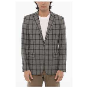 Corneliani CC COLLECTION Windowpane Check Virgin Wool 2-Button Blazer