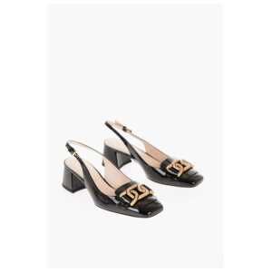 Tod's Patent Leather Slingback Pumps with Golden Effect Horsebite