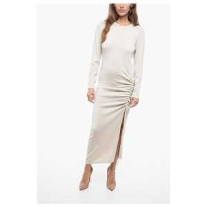 Parosh Stretchy Lurex Knitted Dress with Draw-String