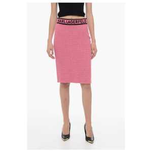 Karl Lagerfeld Bouclè Fabric Pencil Skirt with Logoed Elastic Band
