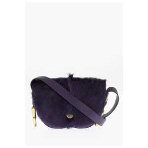 Burberry Leather CHESS Satchel Bag with Pony-Fur Detail