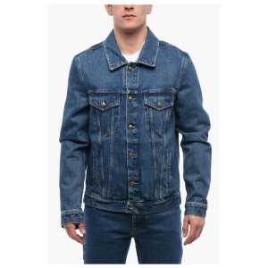 Palm Angels Dark Washed Denim Jacket with Embossed Monogram