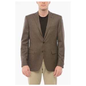 Corneliani Checkered Motif Wool Single Breasted With Flap Pockets