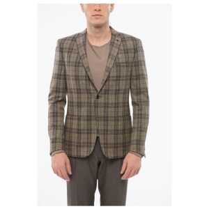 Corneliani Checkered Motif Wool Single Breasted With Patch Pockets