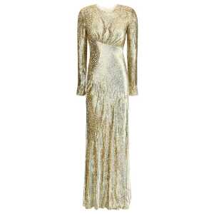 Self-Portrait Gold thread long Dress