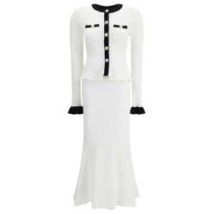 Self-Portrait Pointelle Knit Long Dress