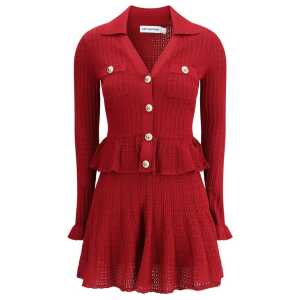 Self-Portrait Pointelle knit short Dress