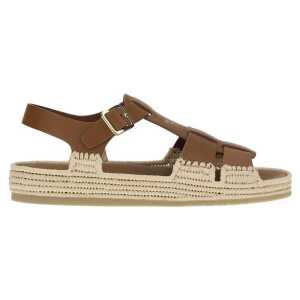 Prada Leather and Raffia Sandals