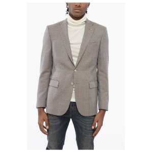 Corneliani CC COLLECTION Geometric Patterned Virgin Wool Blazer