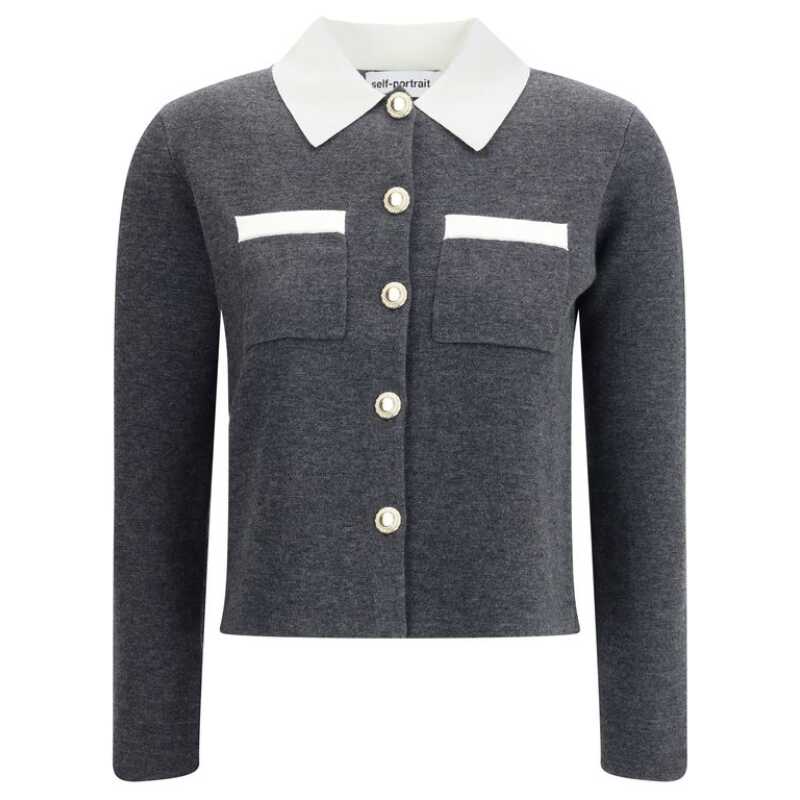 Self-Portrait Contrast collar Cardigan, theFeinheit
