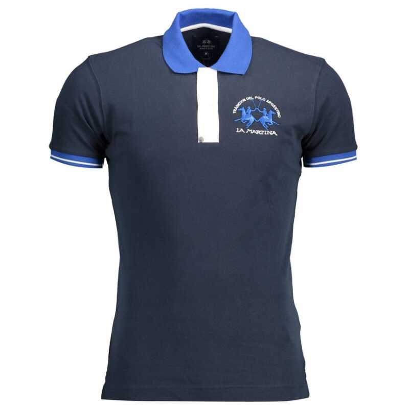 La Martina Blue Cotton Polo Shirt, theFeinheit