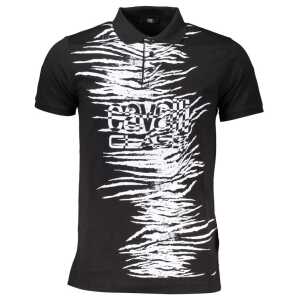 Cavalli Class Black Cotton Polo Shirt