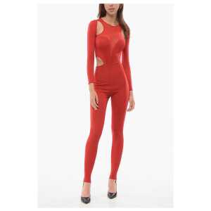 Alexander McQueen Sheer Effect Stirrup Jumpsuit with Cut-Out Details