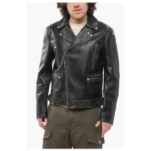 Alexander McQueen Vintage Effect Leather Biker Jacket