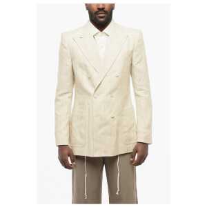 Dries Van Noten Double-breasted BRUCE Silk Blend Blazer with Patch Pockets