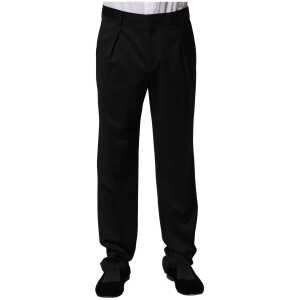 Emporio Armani Black Wool Straight Men Formal Pants