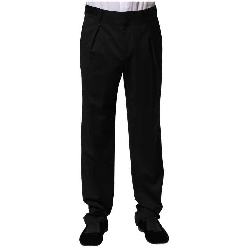 Emporio Armani Black Wool Straight Men Formal Pants, theFeinheit