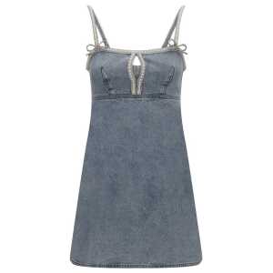Self-Portrait Denim mini Dress with pearls