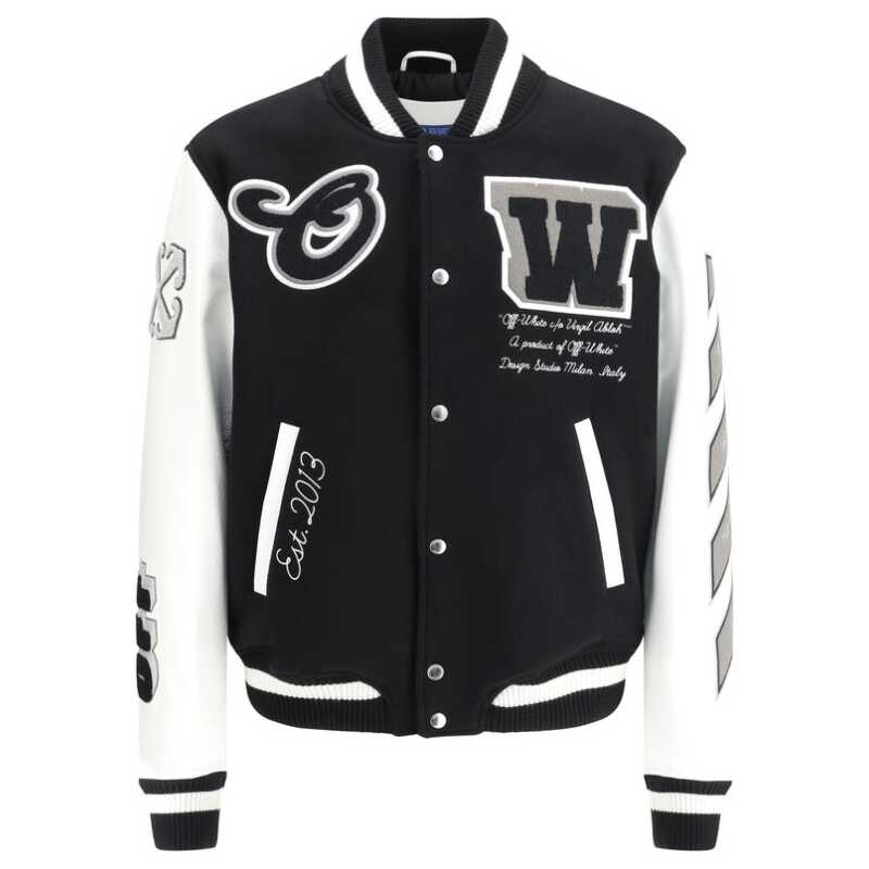 Off-White Leather and wool Varsity Bomber, theFeinheit