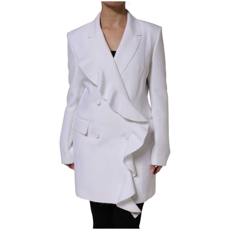 MSGM White Polyester Long Sleeves Ruffled Wrap Jacket, theFeinheit
