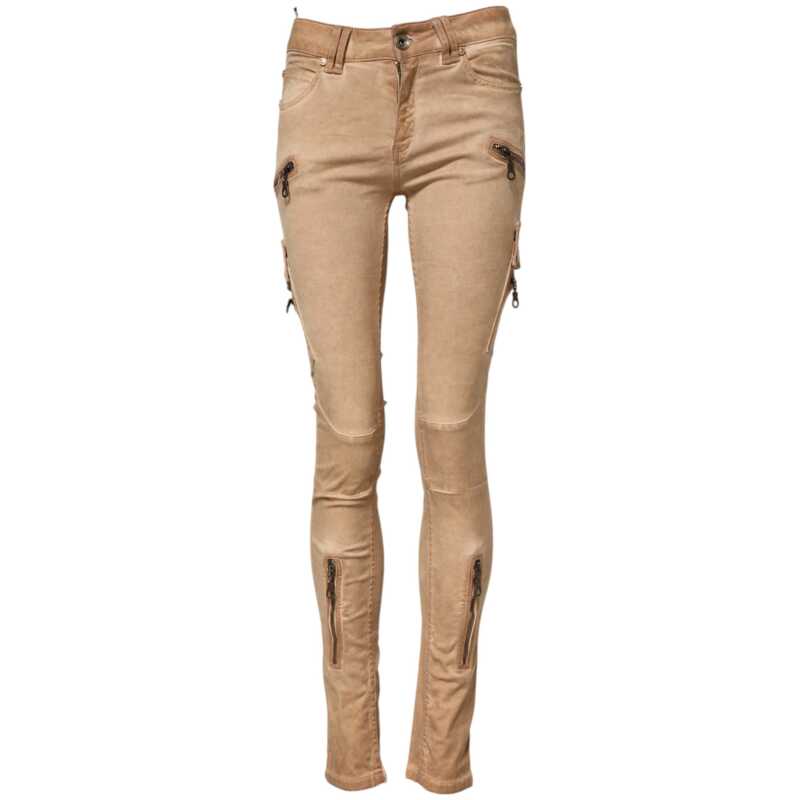 PLEIN SUD Brown Cotton Mid Waist Skinny Denim Jeans, theFeinheit
