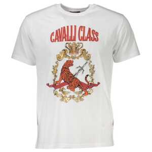 Cavalli Class White Cotton T-Shirt