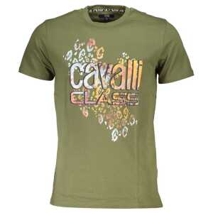 Cavalli Class Green Cotton T-Shirt