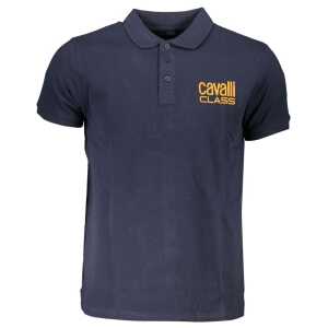 Cavalli Class Blue Cotton Polo Shirt
