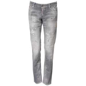 Dsquared² Gray Washed Mid Waist Tapered Denim Jeans