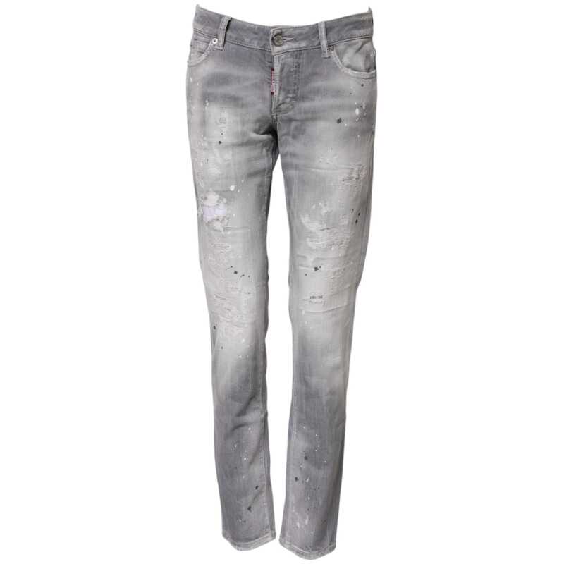 Dsquared² Gray Washed Mid Waist Tapered Denim Jeans, theFeinheit