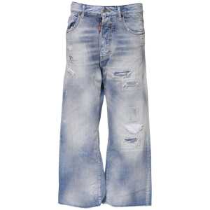 Dsquared² Blue Washed High Waist Wide Leg Jeans