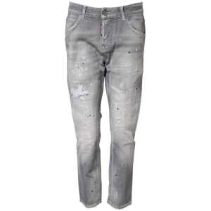 Dsquared² Gray Washed Mid Waist Tapered Jeans