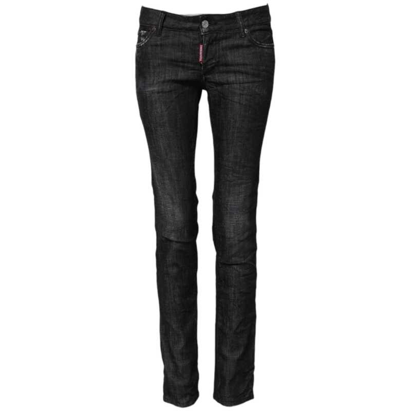 Dsquared² Black Cotton Low Waist Skinny Denim Jeans, theFeinheit