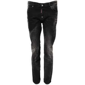 Dsquared² Black Washed Mid Waist Tapered Denim Jeans